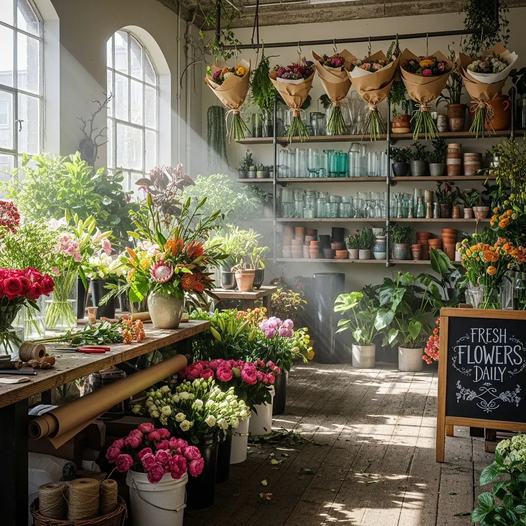 Interior of customcarpentry floristry studio